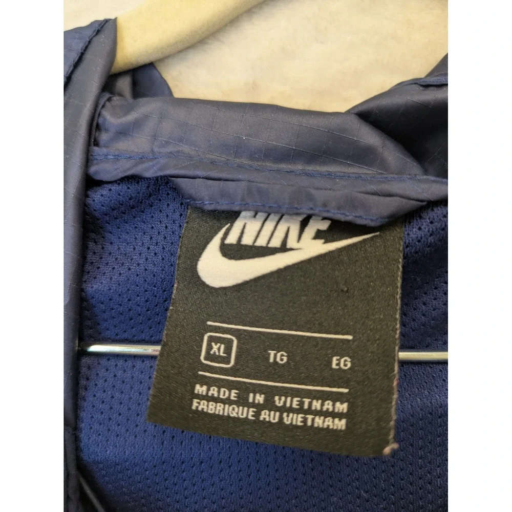 Nike Kid's Size XL Hooded Windbreaker Jacket Navy Blue‎ Swoosh Print